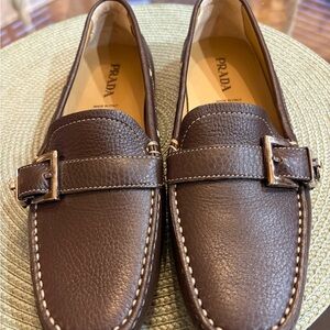 Prada Women’s Dark Brown Leather Loafers Size 39